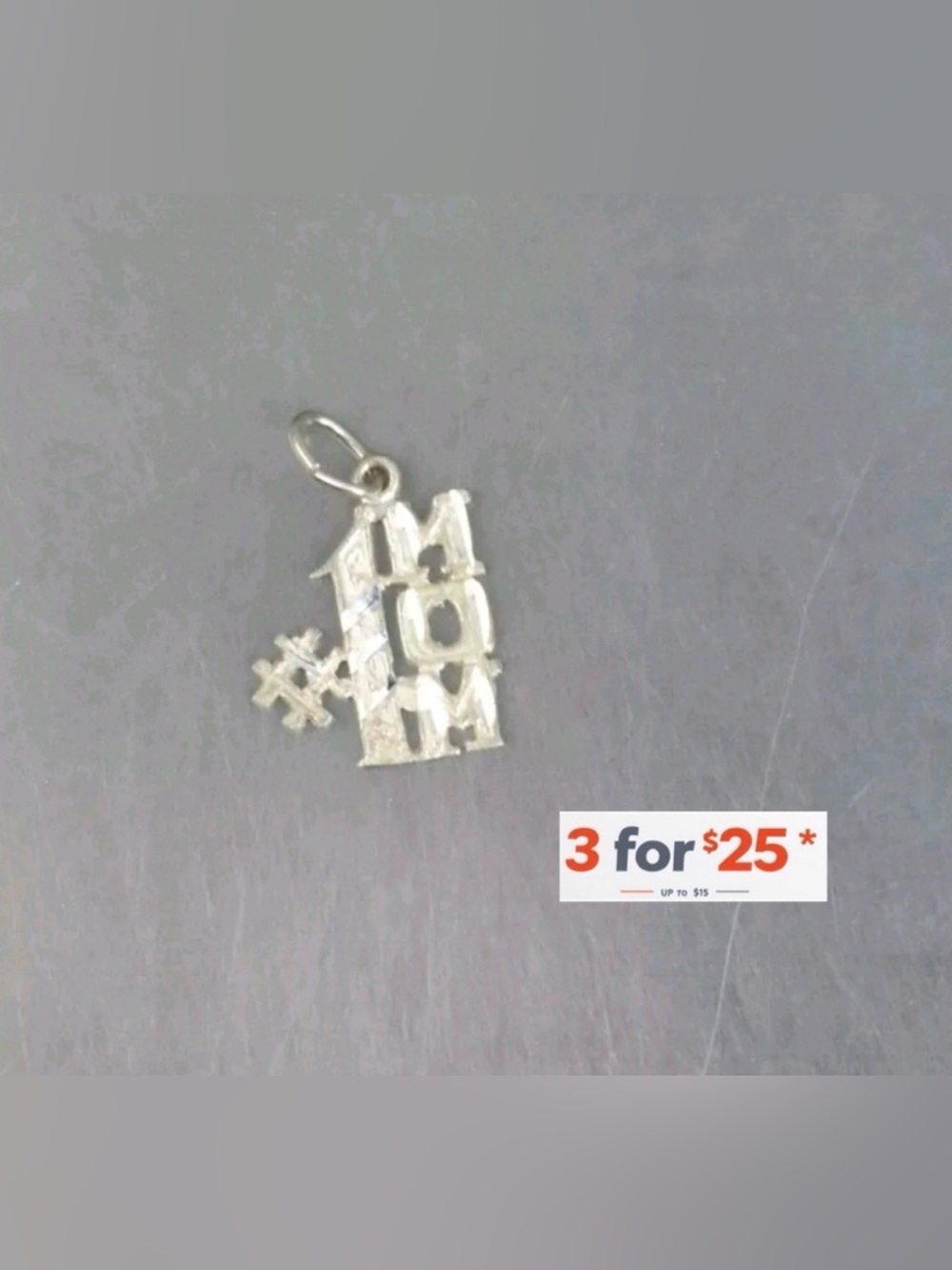 mom number one sterling silver charm